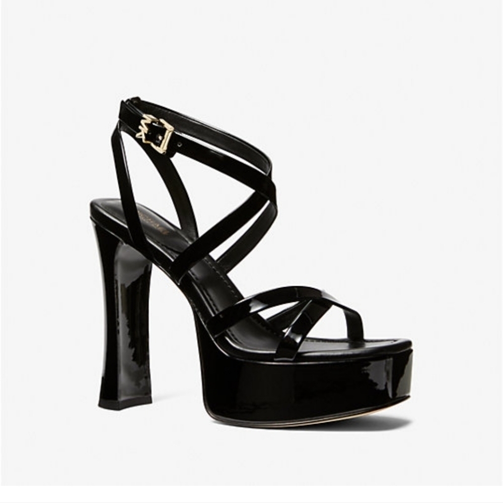 Michael Kors Paola Faux Patent Platform Sandal NIB Sz 8.5